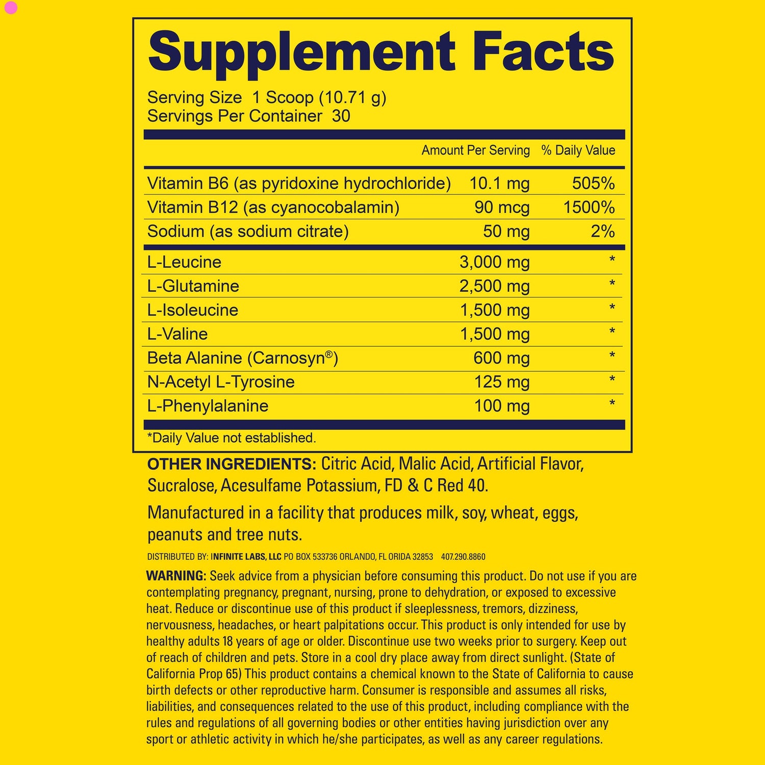 infinite Labs Infinite Force Supplement Facts